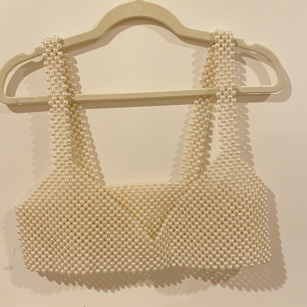 Faux pearl top